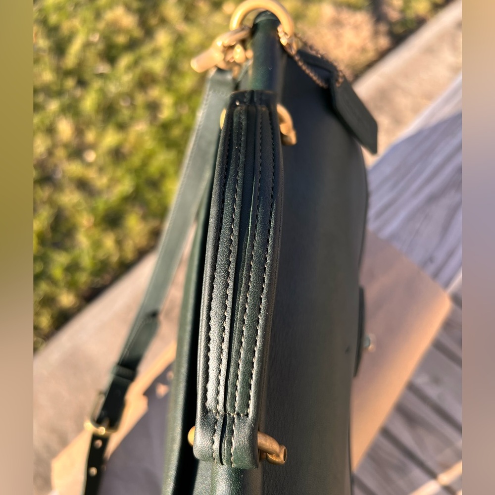 Vintage Coach Willis Satchel Bag In Bottle Green Full Grain Leather 9927 - Picture 11 of 11